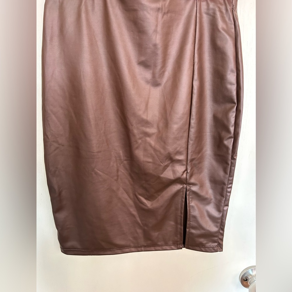 NWT Brown Faux Leather Skirt